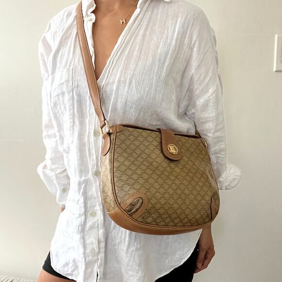 Vintage CELINE Macadam Coated Canvas and Leather Shoulder Bag - Picture 13 of 13